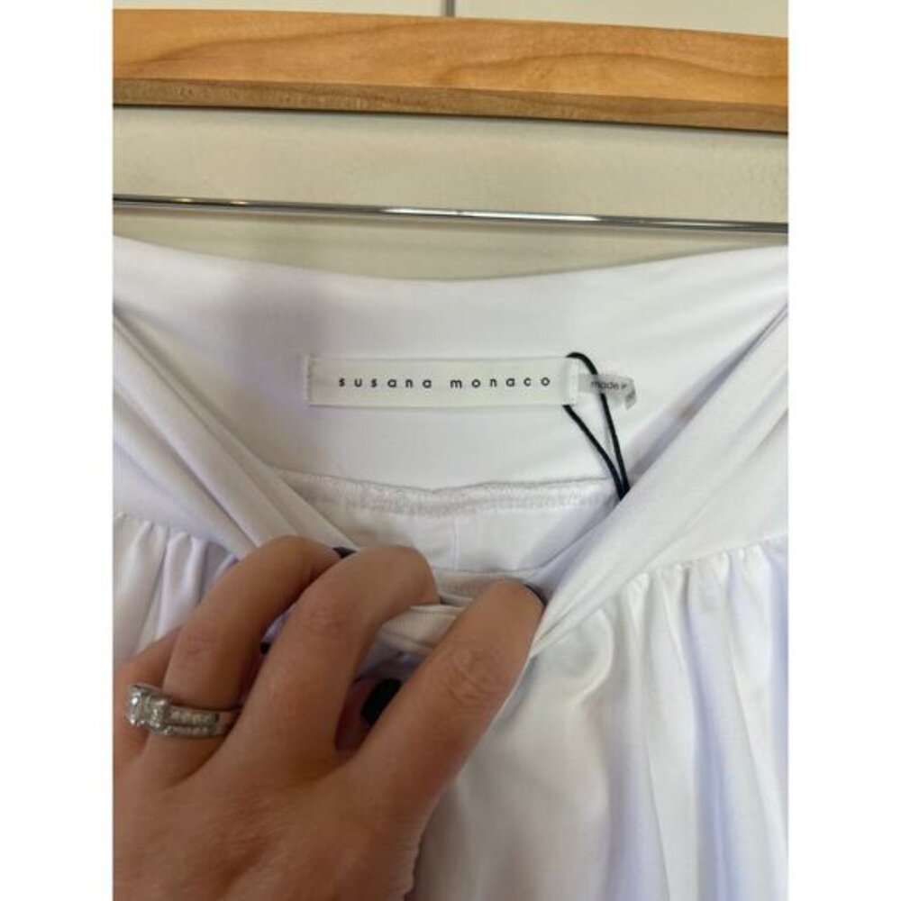 NWT Susana Monaco Smocked Elastic Waistband Back Poplin Bubble Short White - Picture 4 of 8